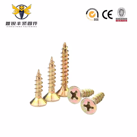 Em madeira por atacado DIN7505 Amarelo Branco Zincado Torx Pozi Phillips Duplo Csk Cabeça Plana Endurecer 6X55 3.5X30 MDF Parafuso de Aglomerado de Móveis de Madeira Inoxidável